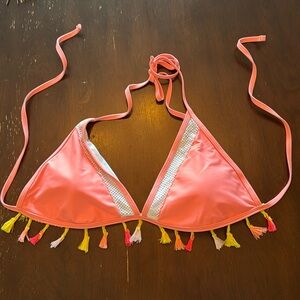 Pink Fringe Bikini Top
